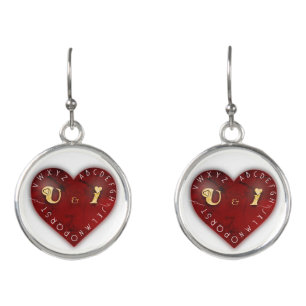 You and I - alphabet game on a red heart Earrings