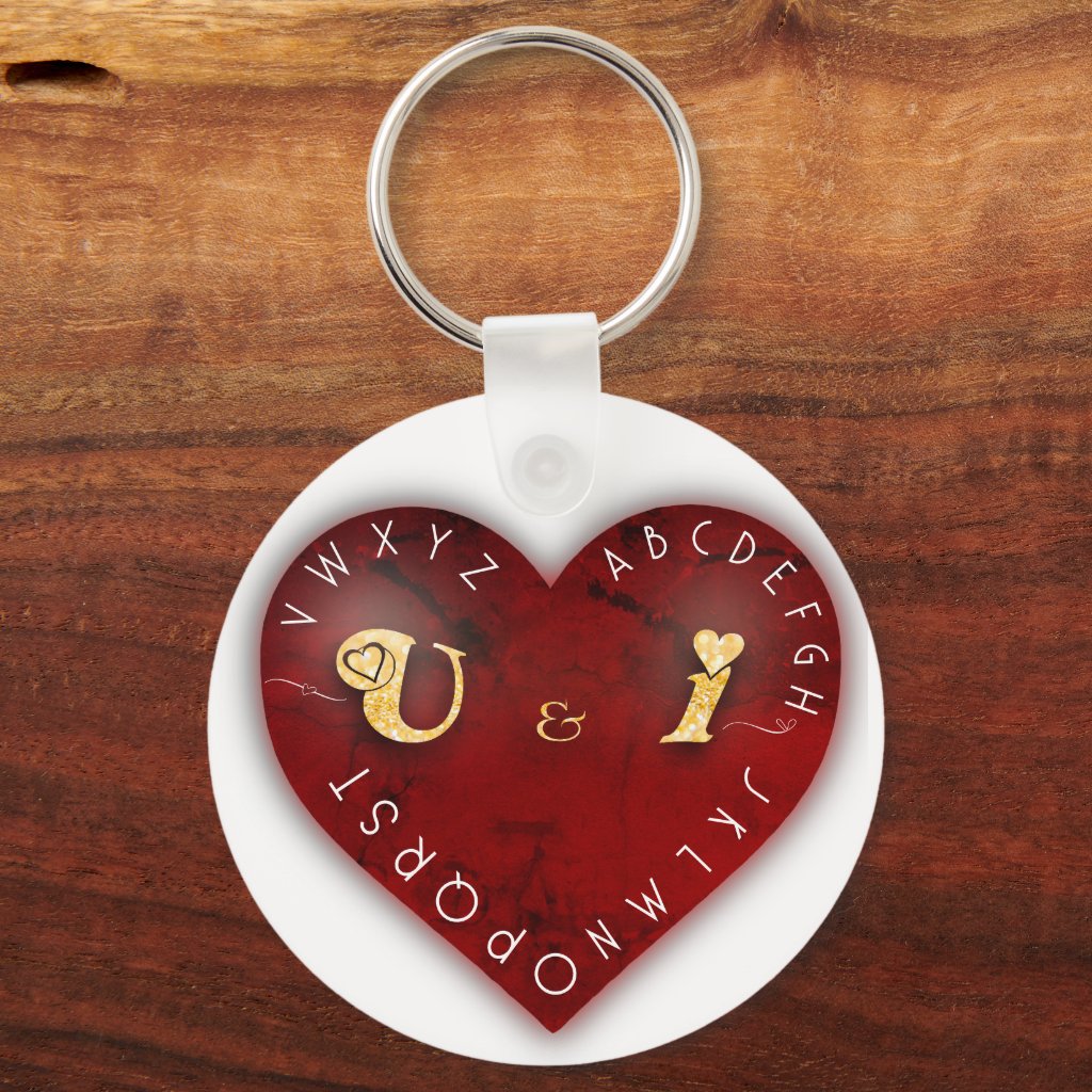 You and I - alphabet game on a red heart
