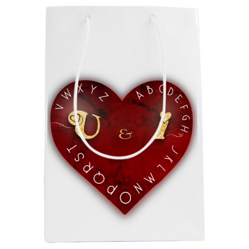 You and I _ alphabet game on a red heart Medium Gift Bag