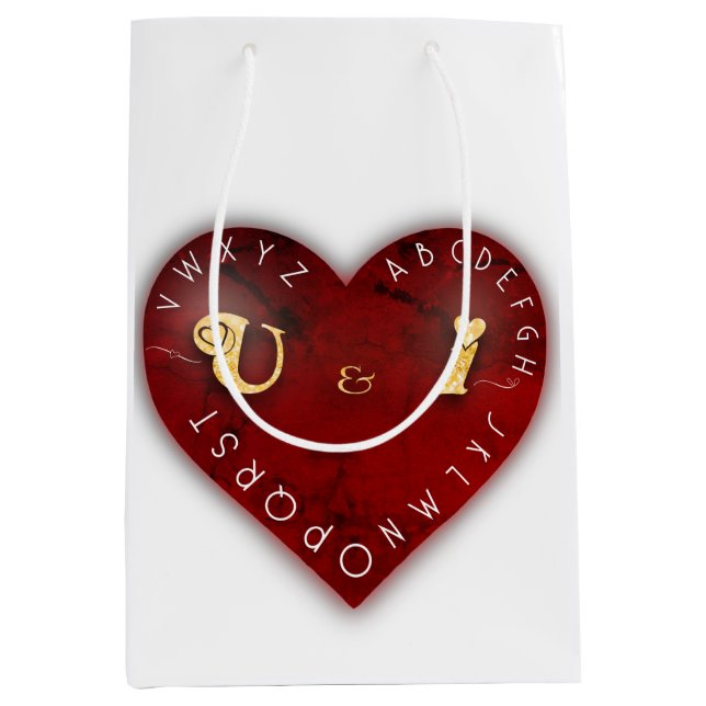 You and I - alphabet game on a red heart Medium Gift Bag (Front)