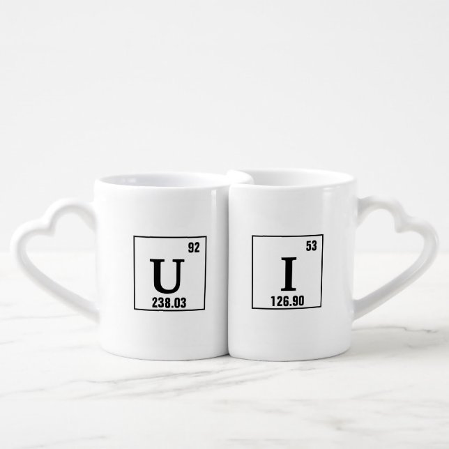 "You and I" Periodic Table Lovers Coffee Mug Set (Front Nesting)