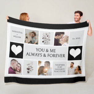 You and Me Always & Forever Photo Collage Fleece Blanket