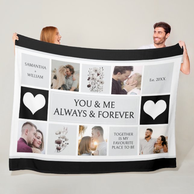 You and Me Always & Forever Photo Collage  Fleece Blanket (In Situ)