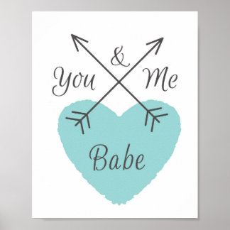 You and Me Babe - Blue Heart Poster