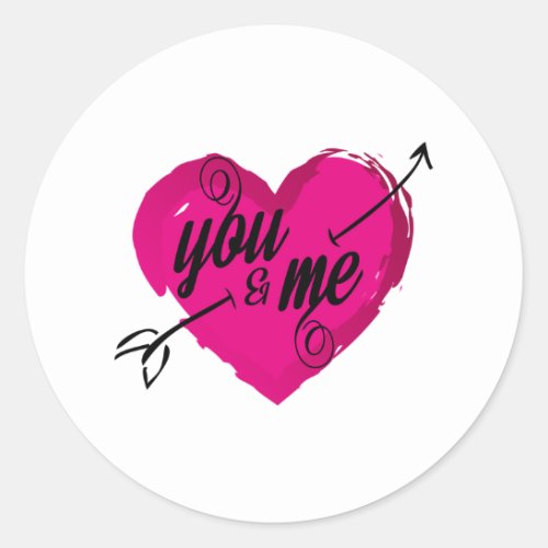 you and me classic round sticker