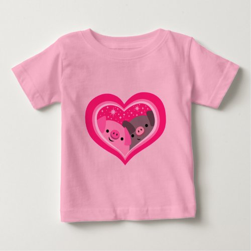 You And Me Cute Cartoon Pigs Baby T_Shirt