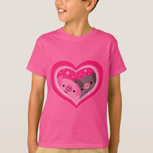You And Me Cute Cartoon Pigs Children T_Shirt