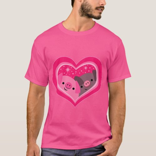 You And Me Cute Cartoon Pigs T_Shirt