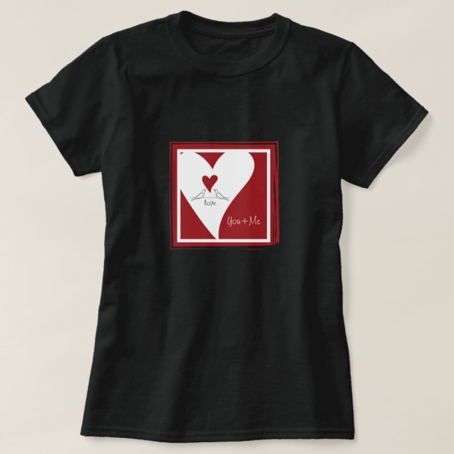 You and Me - Cute Modern Birds in Love Red Heart
