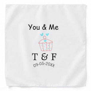 You and me love cup cake red valentine's day name bandana