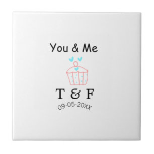 You and me love cup cake red valentine's day name ceramic tile