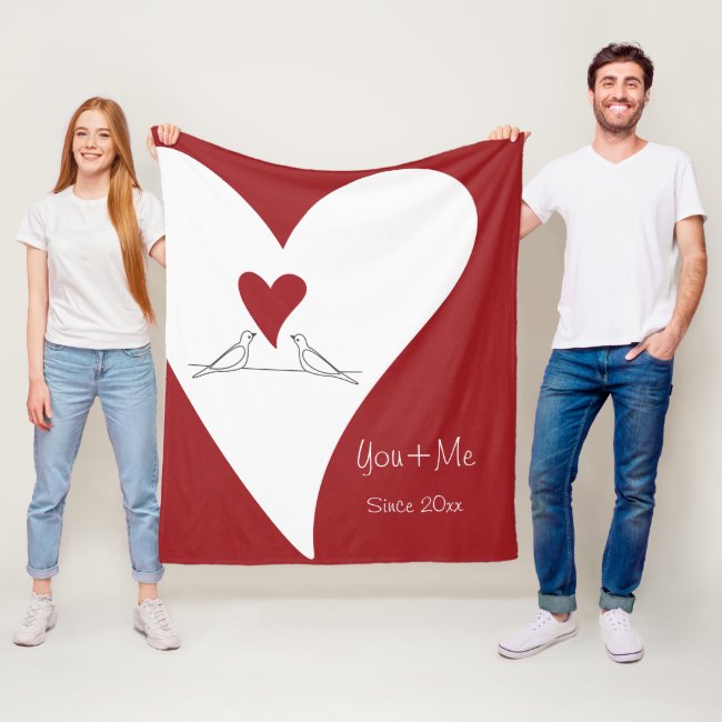 You and Me - Modern Red Heart Birds in Love