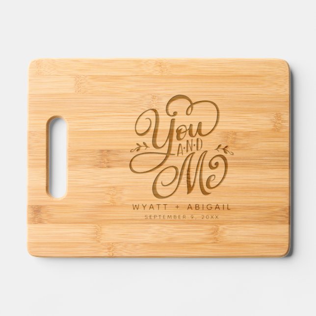 You and Me Personalized Engraved Wedding  Cutting Board (Front)