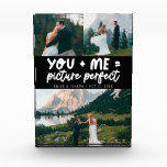 You and Me Picture Perfect Newlywed Black Photo Block<br><div class="desc">Whimsical and playful wedding keepsake featuring 3 photos of the newlyweds with a typography text that says "you   me = picture perfect." Black.</div>