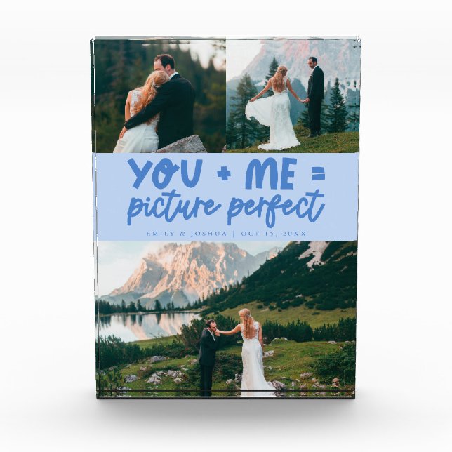 You and Me Picture Perfect Newlywed Icy Blue Photo Block (Front)