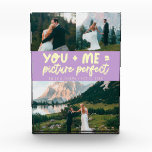 You and Me Picture Perfect Newlywed Lemon Wisteria Photo Block<br><div class="desc">Whimsical and playful wedding keepsake featuring 3 photos of the newlyweds with a typography text that says "you   me = picture perfect." Lemon wisteria.</div>