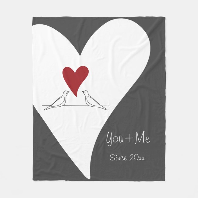 You and Me Rustic Modern Love Birds Red Heart