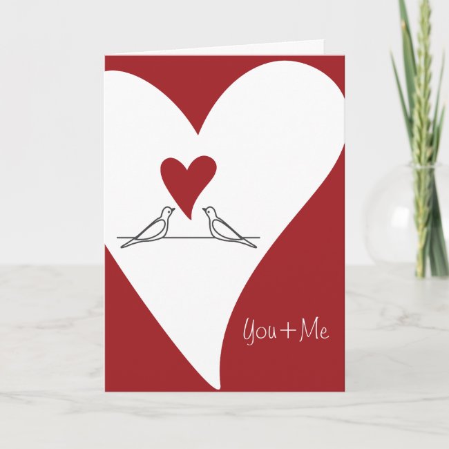 You and Me - Simple Modern Birds in Love Red Heart