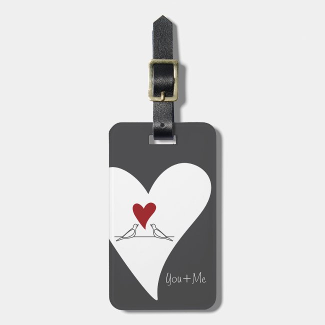 You and Me Simple Modern Love Birds Red Heart