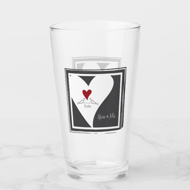 You and Me Simple Modern Love Birds Red Heart Pint