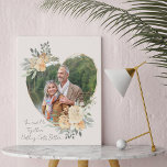 You and Me Together Heart Shaped Gold Photo Frame Faux Canvas Print<br><div class="desc">Custom Photo Canvas displaying your favorite photo in a geometric heart shaped gold frame. The frame is decorated with watercolor bouquets of cream and apricot flowers. It is lettered with the wording "You and Me Together Nothing Gets Better" in elegant casual, handwritten script on a neutral, almond white background, all...</div>