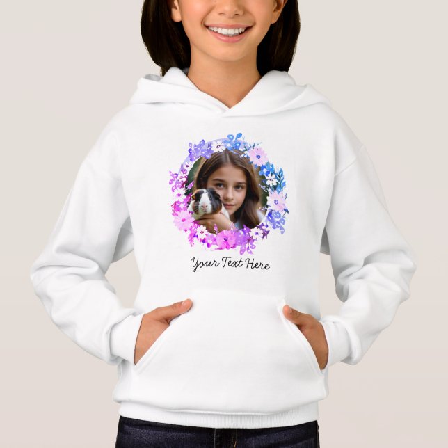 You and Your Pet Photo Floral Create Your Own Hoodie (Front)