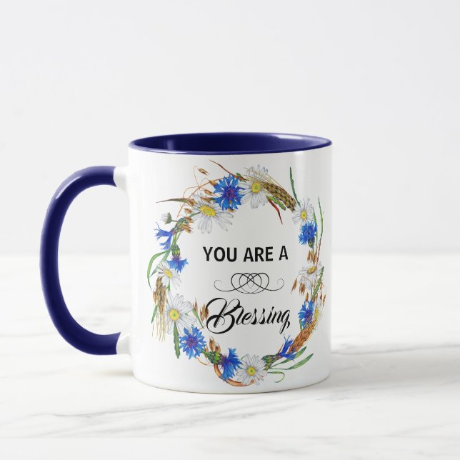 You Are A Blessing Mug - Navy Blue Ceramic (Left)