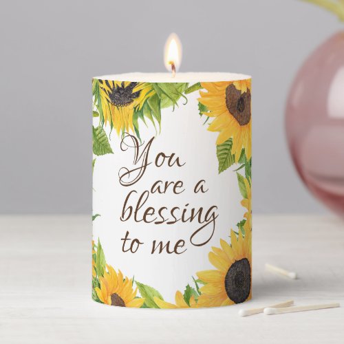 You are a Blessing to Me Sunflower Pillar Candle