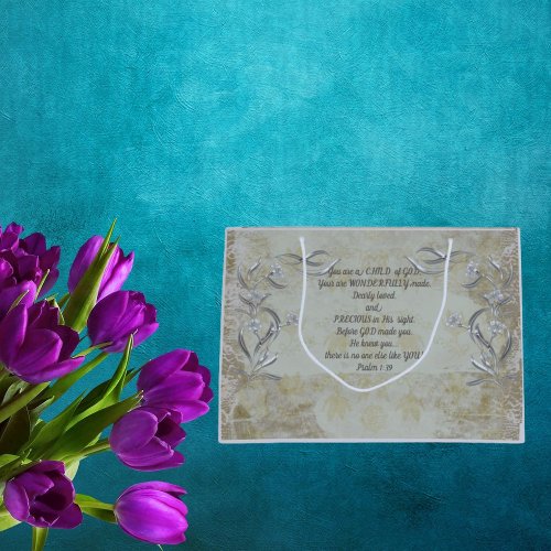 You Are a Child Of God Gift Bag Silver Floral