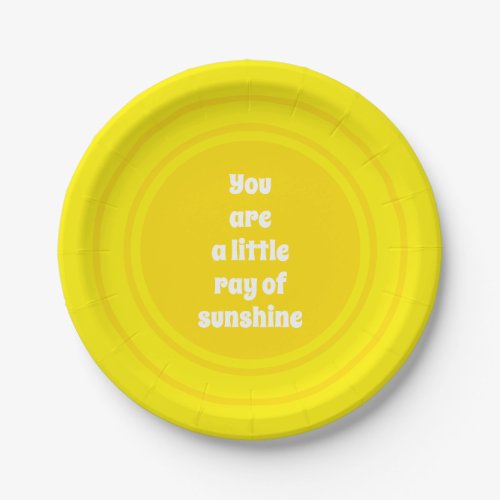 You are a little Ray of Sunshine yellow sun custom Paper Plates