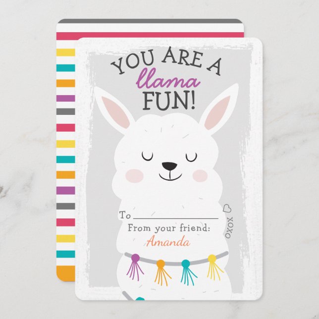 You Are A Llama Fun Valentines Day Classroom (Front/Back)