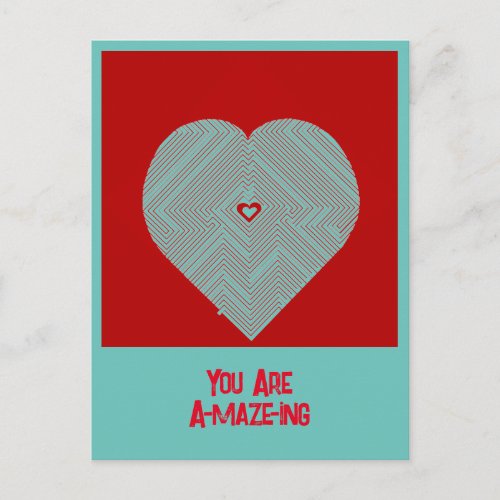 You Are A_Maze_ing bff friendship Maze Heart PC Postcard