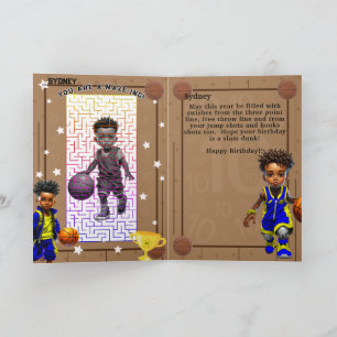 You Are A-Maze-ing Black Boys Basketball Birthday Card