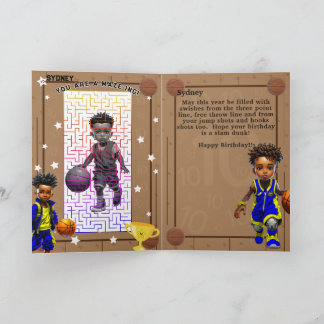 You Are A-Maze-ing Black Boys Basketball Birthday Card