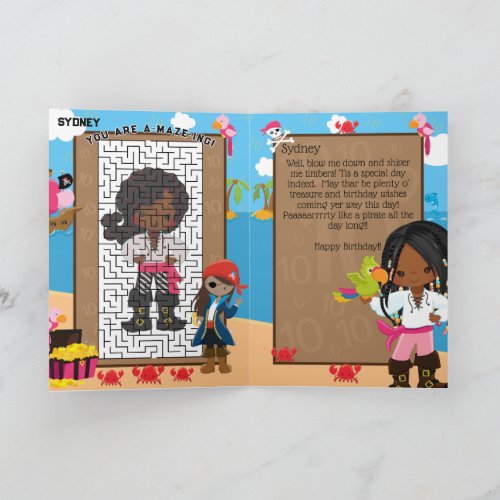 You are A_Maze_ing Black Girls Pirate Birthday Card