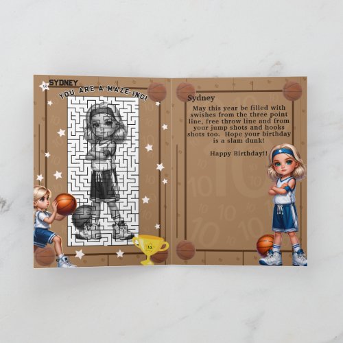 You Are A_Maze_ing Blonde Girl Basketball Birthday Card