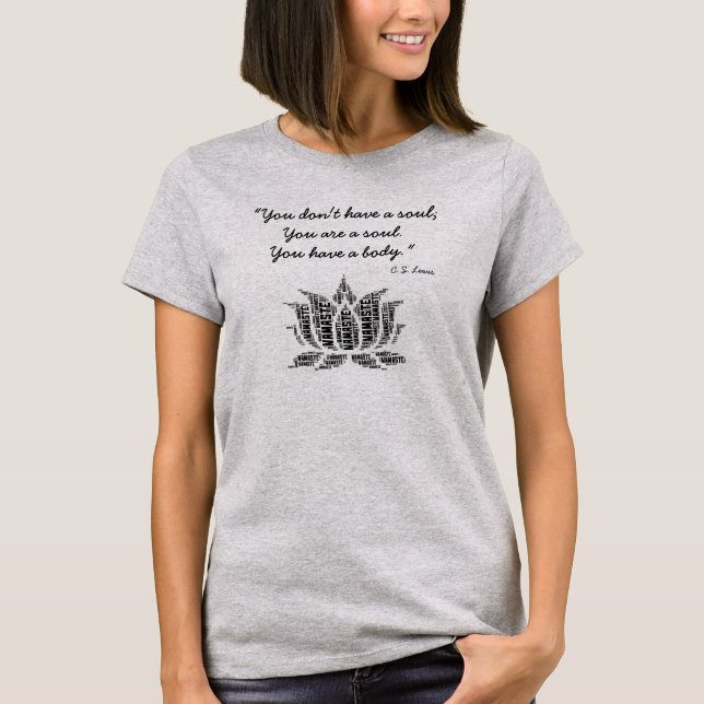 “You are a soul” Lotus Flower Black T-Shirt (Front)