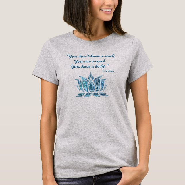 “You are a soul” Lotus Flower Blue T-Shirt (Front)
