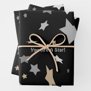 You Are A Star! Elegant Modern Black Wrapping Paper Sheets