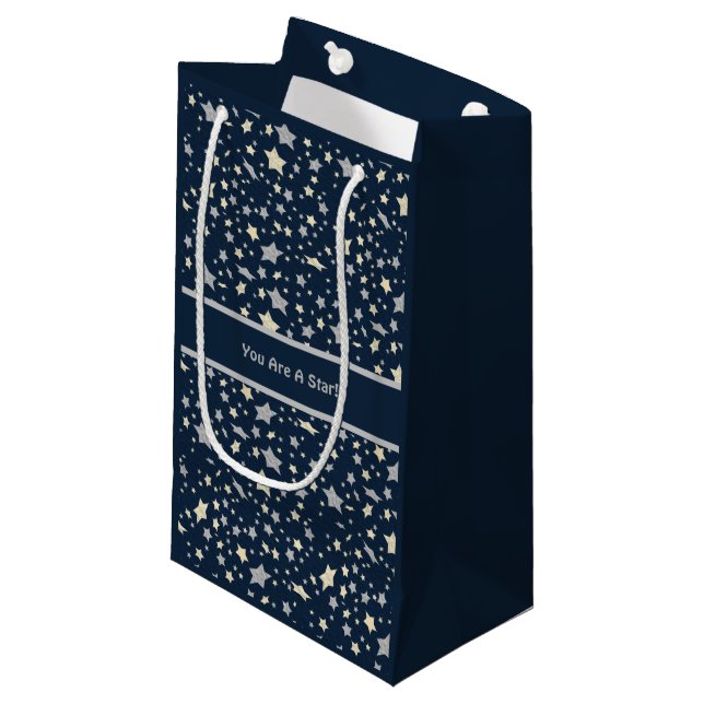 You Are A Star! Elegant Modern Blue Small Gift Bag (Front Angled)