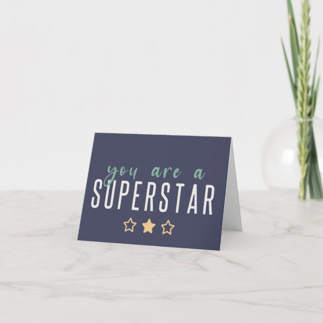 You are a Superstar | Modern Navy Gold Star Hero Card (Front)