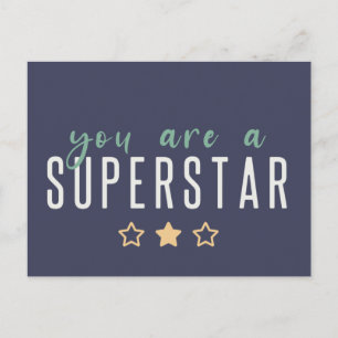 You are a Superstar Modern Navy Gold Star Hero Postcard