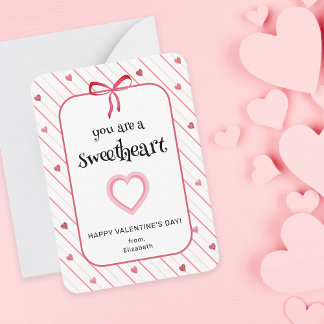 You Are A Sweetheart Classroom Valentine Note Card