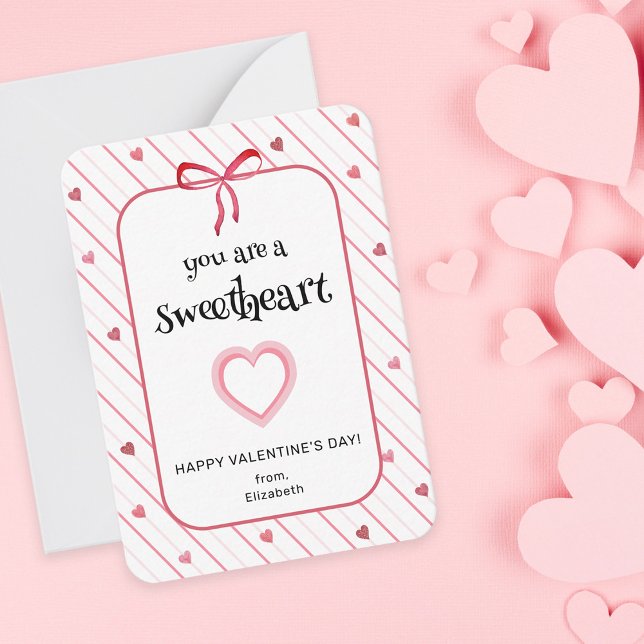 You Are A Sweetheart Classroom Valentine Note Card (Creator Uploaded)