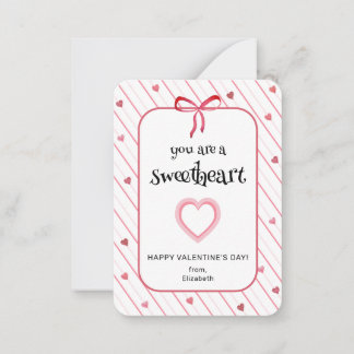 You Are A Sweetheart Classroom Valentine Note Card