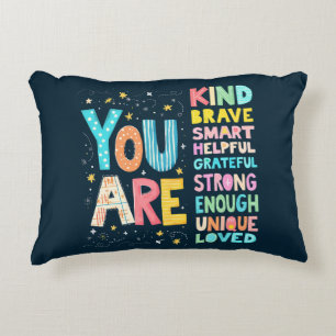 You Are Affirmations Bright Hand Lettering Accent Pillow