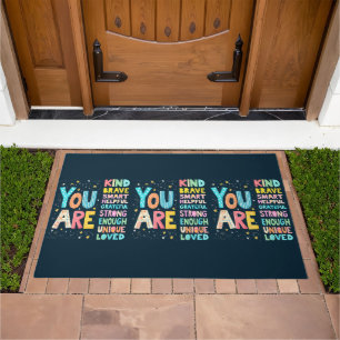 You Are Affirmations Bright Hand Lettering Doormat