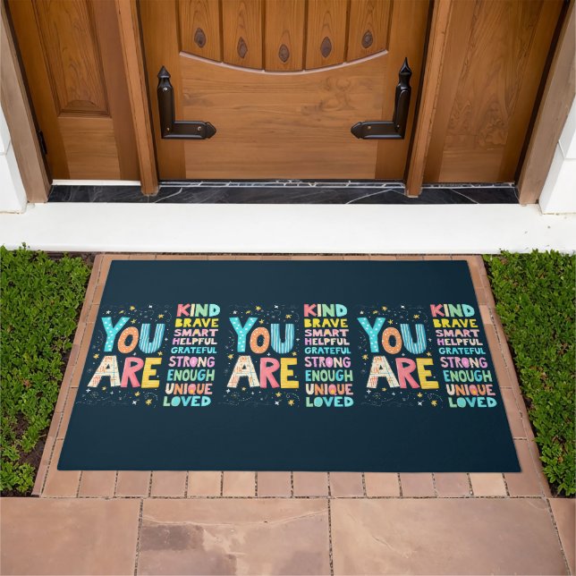 You Are Affirmations Bright Hand Lettering Doormat (Outdoor)