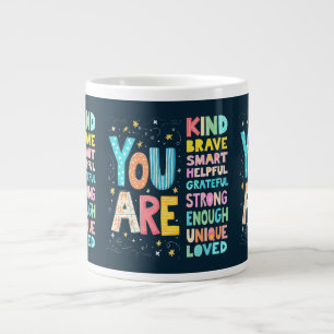 You Are Affirmations Bright Hand Lettering Giant Coffee Mug