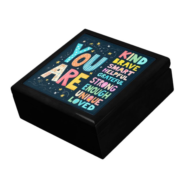 You Are Affirmations Bright Hand Lettering Gift Box (Side)